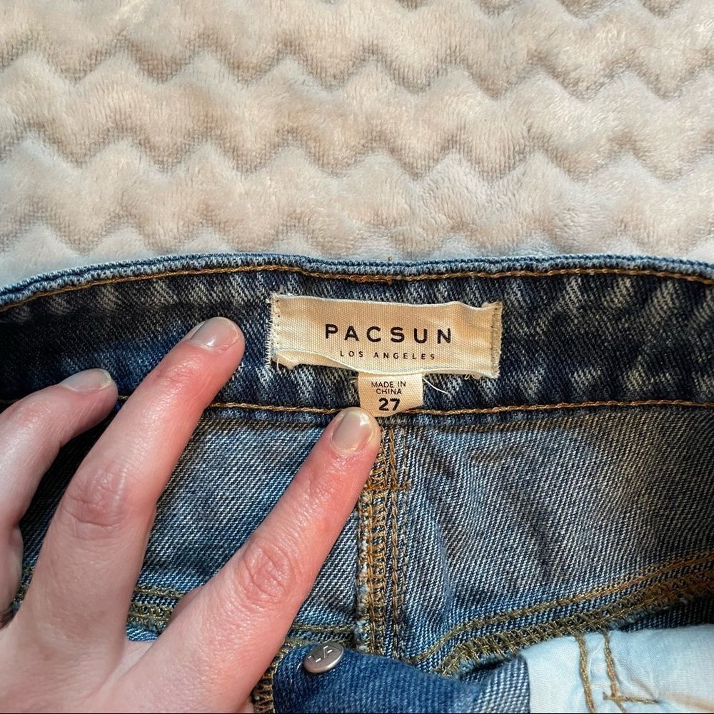 PacSun Mini Denim Skirt Raw Hem and Mixed Washes 27 - Picture 9 of 10